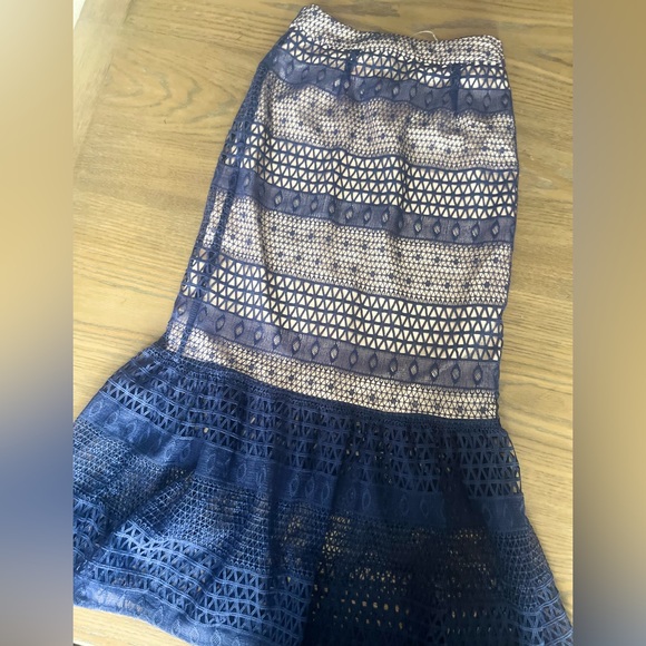 ASOS Navy Peplum Lace Midi Skirt NWOT - Picture 1 of 6